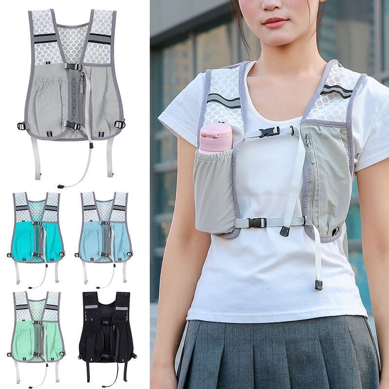 【พร้อมส่งไทย】เสื้อกั๊กวิ่งสะท้อนแสง กันน้ำ มีที่เก็บขวดน้ำและโทรศัพท์ น้ำหนักเบาที่เหมาะสำหรับการออกกำลังกายกลางแจ้ง