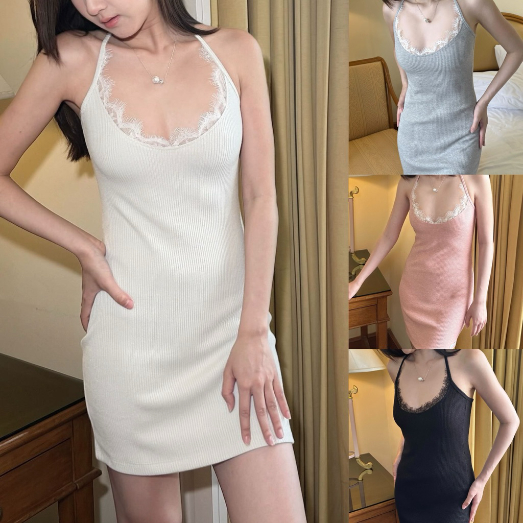 Lace grace mini dress (มินิเดรส คล้องคอ ลูกไม้)