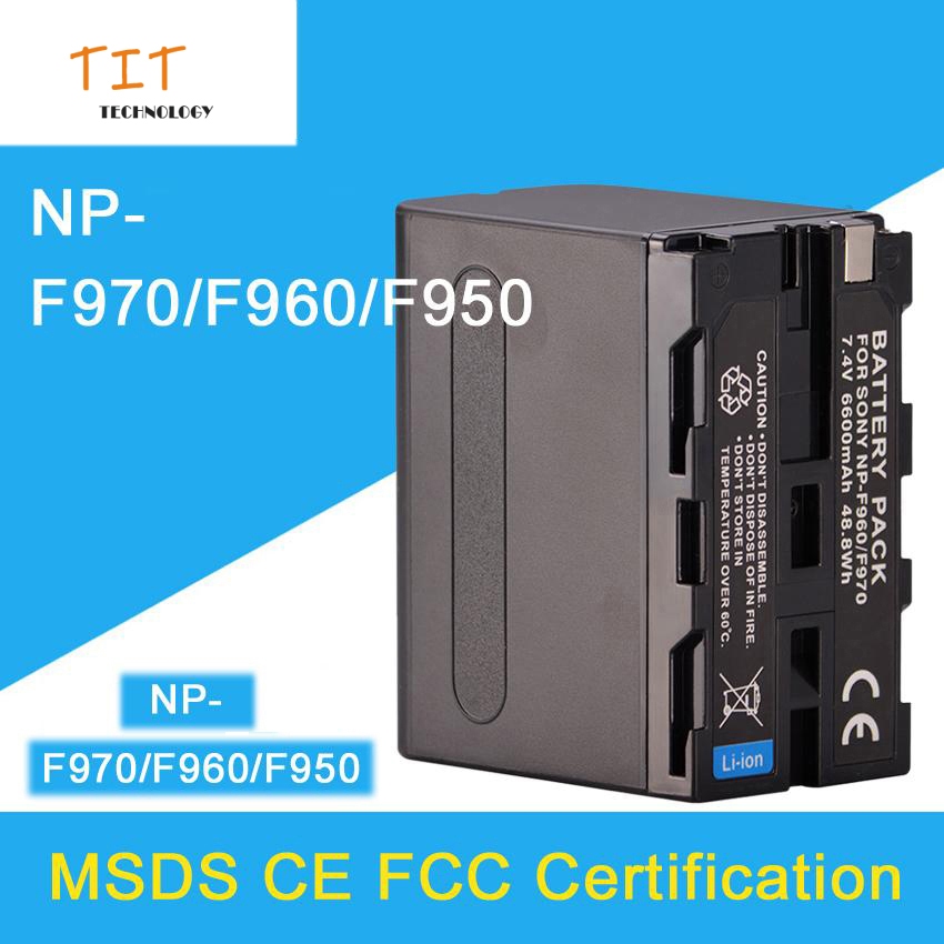 แบตเตอรี่เทียบ NP-F970 6600mAh ใช้สำหรับ F950 F970 F550 F770 MC1500C 190P 198P HD1000CและไฟLED YN300