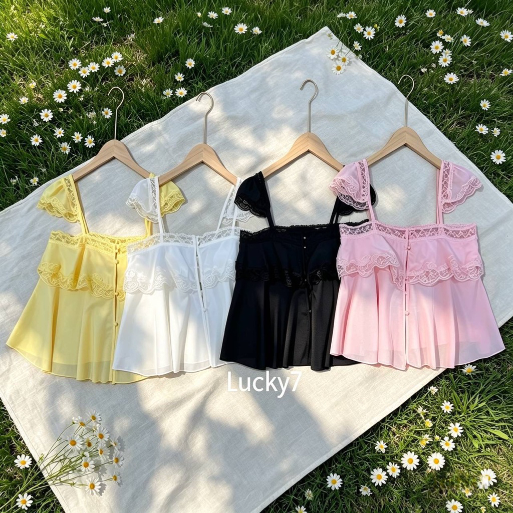 LILY งานป้าย งานนำเข้า เสื้อแฟชั่น เสื้อสายเดี่ยว เสื้อน่ารักๆ แมทช์กับอะไรก็สวยค่า