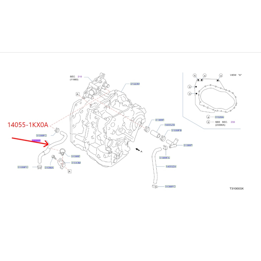 ท่อยาง NISSAN JUKE F15 HR16DE , LIVINA L11 , HR16DE 140551-KX0A HOSE-WATER