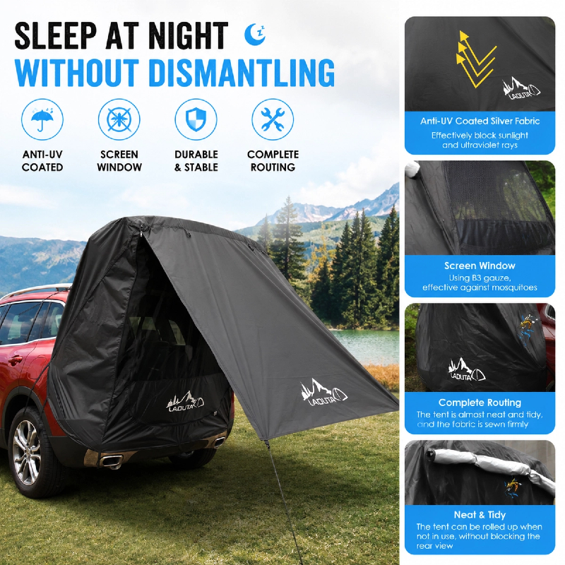 Universal Car Rear Tent สากลเต็นท์รองนอนรถกระบะอเนกประสงค์ขนาดมาตรฐาน,เต็นท์สำหรับนอนตั้งแคมป์ขับรถเองเดินทางตกปลาSUVรถต