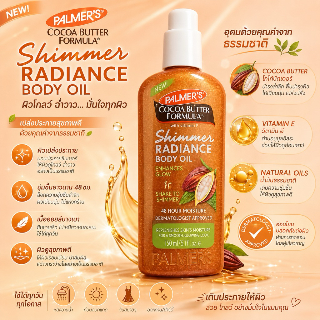 Palmer's Cocoa Butter Formula Shimmer Radiance Body Oil 150ml.