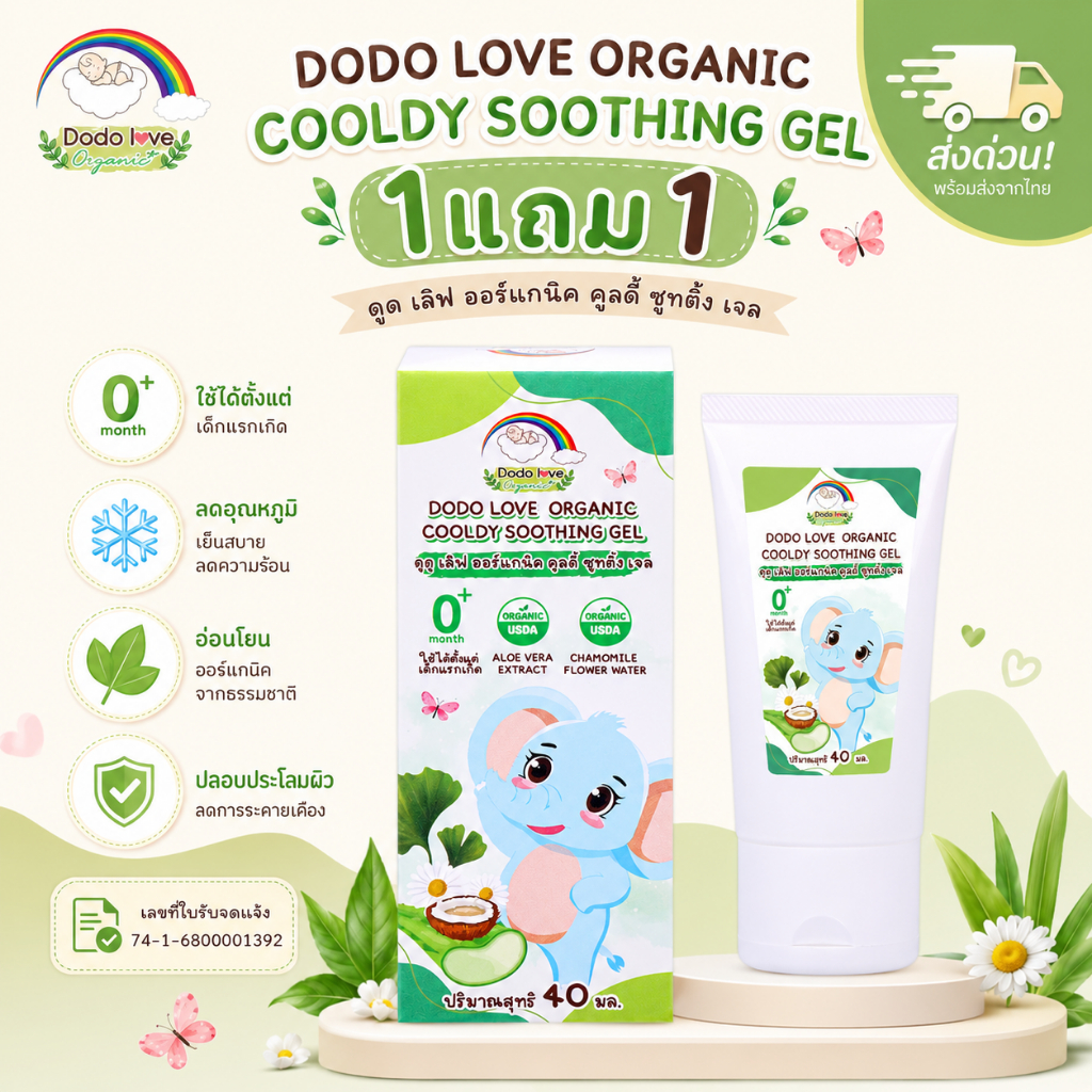 ส่งด่วน 1แถม1 Mommykids X DoDolove เจลเด็ก ออแกร์นิค แก้คัดจมูก เจลลดไข้ แก้ท้องอืด หายใจโล่ง สบายผิว ลดอุณหภูมิ ลดไข้