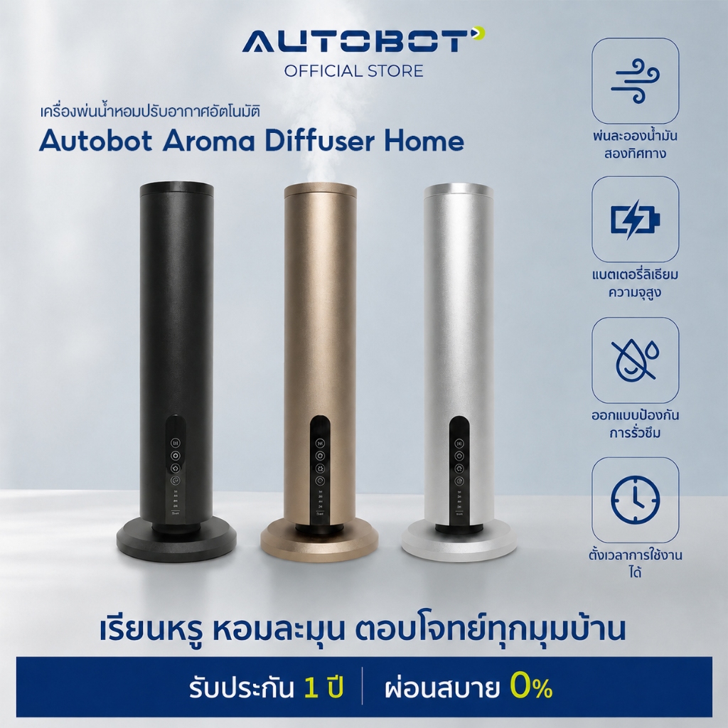 AUTOBOT Aroma Diffuser Home เครื่องกระจายน้ำหอมอัจฉริยะ ไร้สาย ระบบ Waterless พื้นที่ 5800 ตารางฟุต