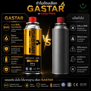 [6 กระป๋อง] แก๊สกระป๋อง แก๊สบิวเทน Lucky Flame GASTAR 250 กรัม เตาปิคนิค พกพา ส่งไว
