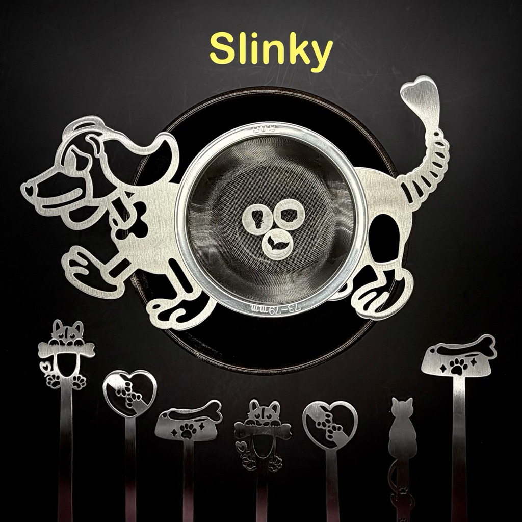 Matcha sifter holder ห่วงจับตะแกรงร่อนมัทฉะ และ Chashaku ช้อนตักมัทฉะ ; Pet Collection ลายหมา Slinky