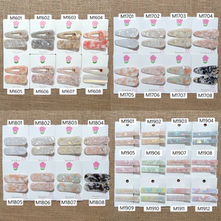 [6.5-7cm] กิ๊บติดผมปากจระเข้แต่งอะคริลิคลายหินอ่อน ราคาต่อ1แผง พร้อมส่ง