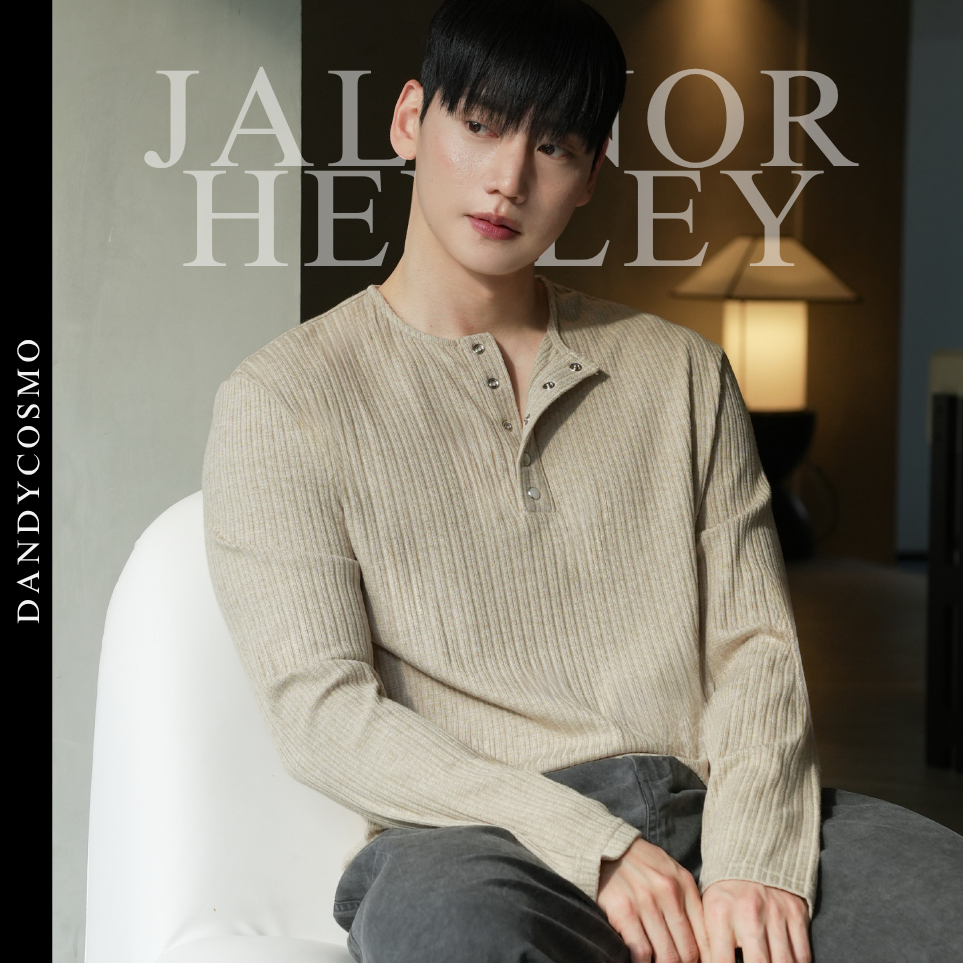 DANDY COSMO |[3สี] เสื้อเฮนลี่ผู้ชายแขนยาว Jalenor Henley LS Shirt ทรง Loose Fit ผ้าร่องพรีเมียม เนื้อนุ่ม ยืดหยุ่น