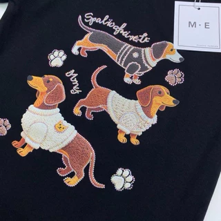 เสื้อยืดป้ายME รีดเพชรลายน้องหมาใส่เสื้อ
