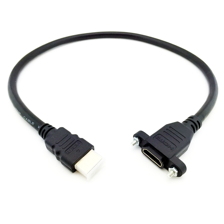 สายเคเบิลอะแดปเตอร์ HDMI ตัวผู้ เป็น HDMI ตัวเมีย 30 ซม. พร้อมรูสกรู 2 รู