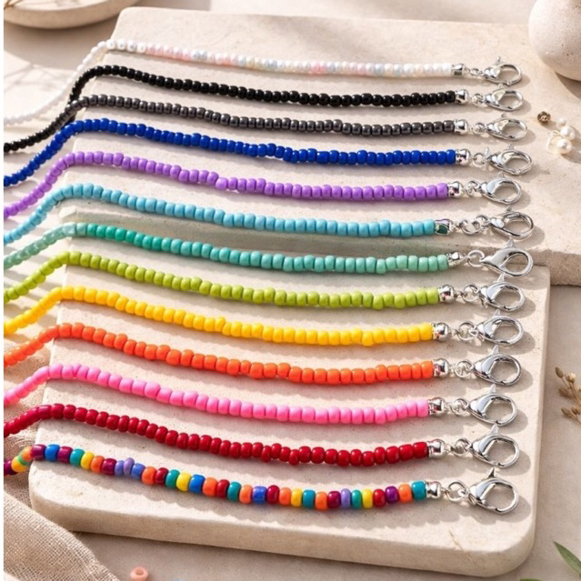 [handmade]สร้อยข้อเท้าลูกปัดแฮนด์เมด สีสันสดใส สร้อยข้อเท้าลูกปัด Y2K ใส่คู่เพื่อน ของขวัญน่ารัก ใส่เล่นน้ำได้
