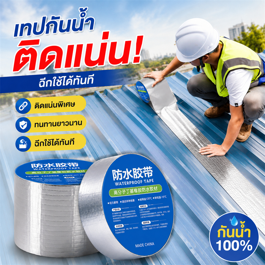 เทปกาวกันน้ำ เทปซ่อมอเนกประสงค์ กันน้ำกันรั่ว กาวแรงพิเศษ ติดแน่น กันแดดกันฝน ซ่อมท่อ หลังคา ผนัง ใช้งานสะดวก