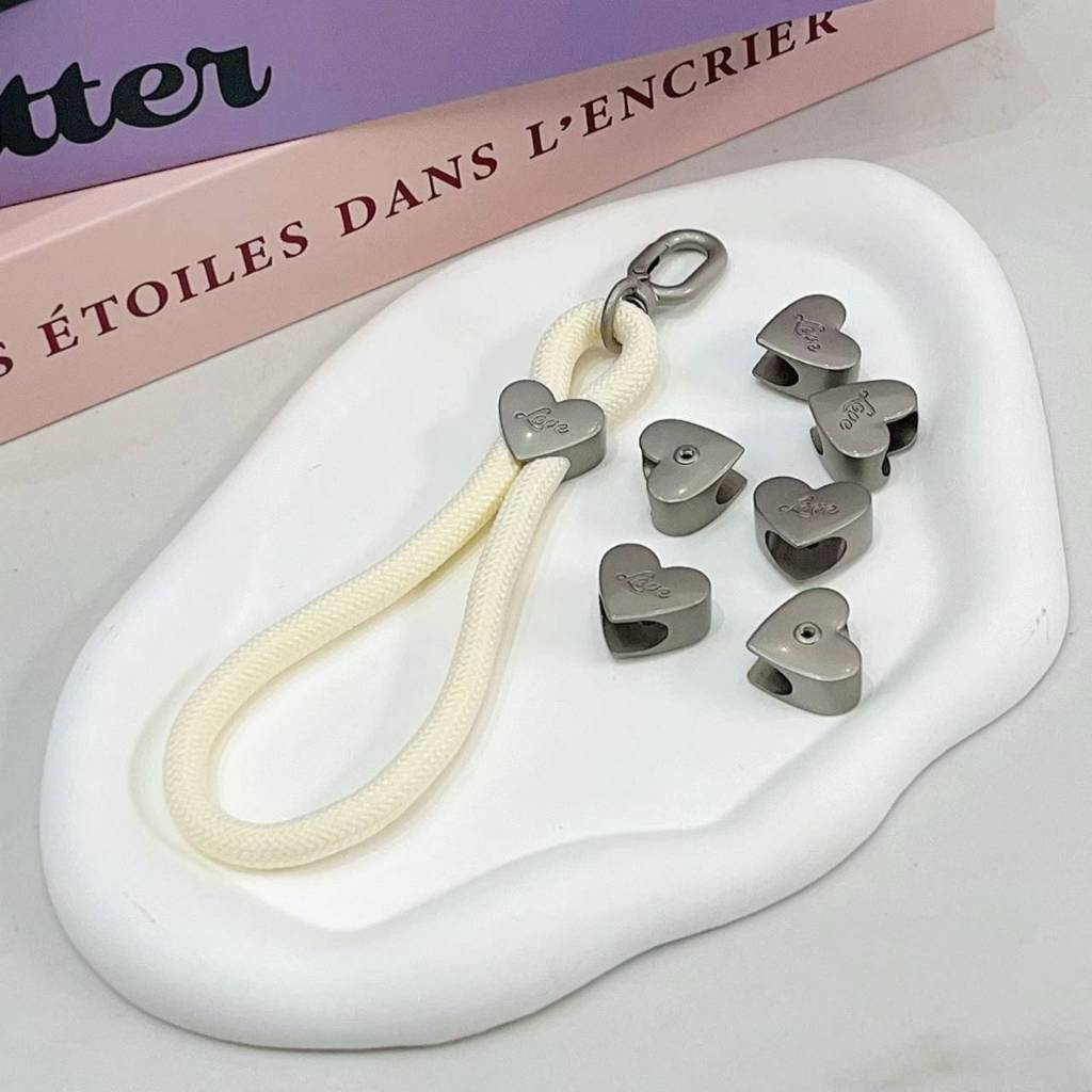 ลูกปัด ตัวคั่น หัวใจ สแตนเลส สีเงิน พร้อมหมุดเกลียว ขนาด 20x22mm สำหรับ ร้อย พวงกุญแจ อุปกรณ์งานฝีมือ DIY