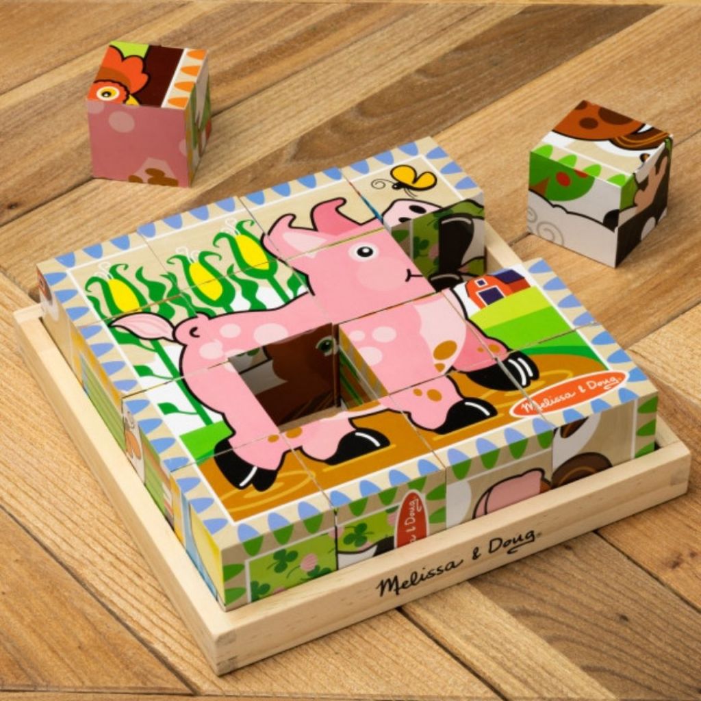 Melissa & Doug بازل مكعبات خشبية 16 قطعة (6 صور) — صورة 8