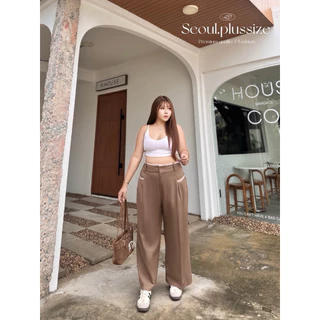 (ส่งด่วน) Two-tone pretzelle pants กางเกงขายาวบิ๊กไซส์เอวสูงทูโทนใส่ทำงานสวย เอว 34-60“(SO)