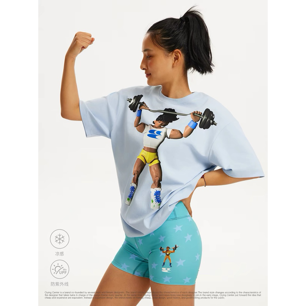 CryingCenter เสื้อยืดคอกลม ผ้านุ่ม Fitness Girl T-Shirt รูปที่ 3