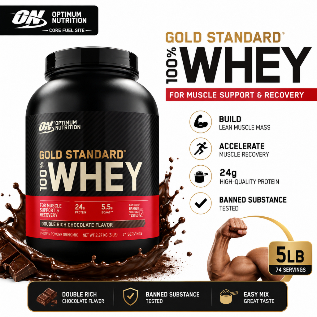 Optimum Nutrition 100% Gold Standard Whey 5lb เวย์โปรตีน ON ฟิตเนส สร้างกล้ามเนื้อ โปรตีนเวย์