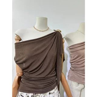 M2234 เสื้อรุ่นใหม่สไตล์เกาหลี ดีเทลไหล่เฉียง เสื้อที่สาวๆ ต้องมีติดตู้! ใส่แล้วดูแพง ดูเซ็กซี่แบบมีคลาส