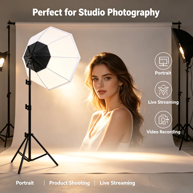 50*70cm ไฟสตูดิโอ Studio Softbox สตูดิโอถ่ายภาพ ไฟถ่ายสินค้า E27 light ไฟถ่ายรูป ไฟไลฟ์สด