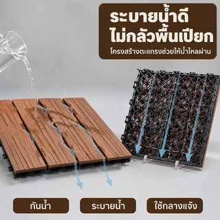 แผ่นไม้ปูพื้น แผ่นไม้ตกแต่งสวน30x30x2cm แผ่นปูพื้นสวน ปูระเบียง พื้นไม้สำเร็จรูป ไม้เทียมปูพื้น ไม้ปูพื้นสวน แผ่นแต่งสวน