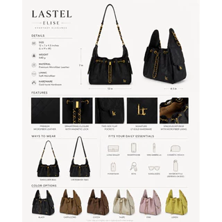 (NEW) LASTEL กระเป๋าสะพาย Elise หนังคาเวีย สายสะพาย2เส้น
