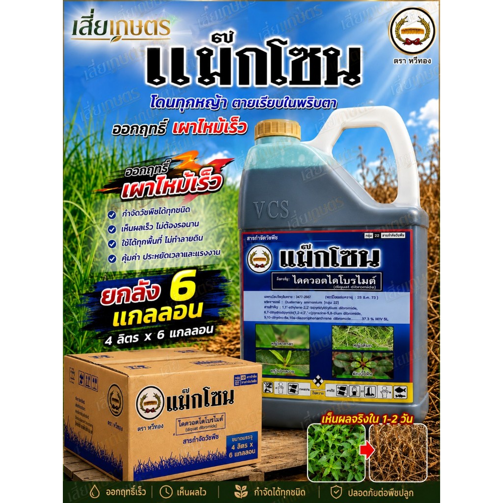 แม๊กโซน ขนาด 4 ลิตร ยกลัง 6 แกลลอน ตราหวีทอง