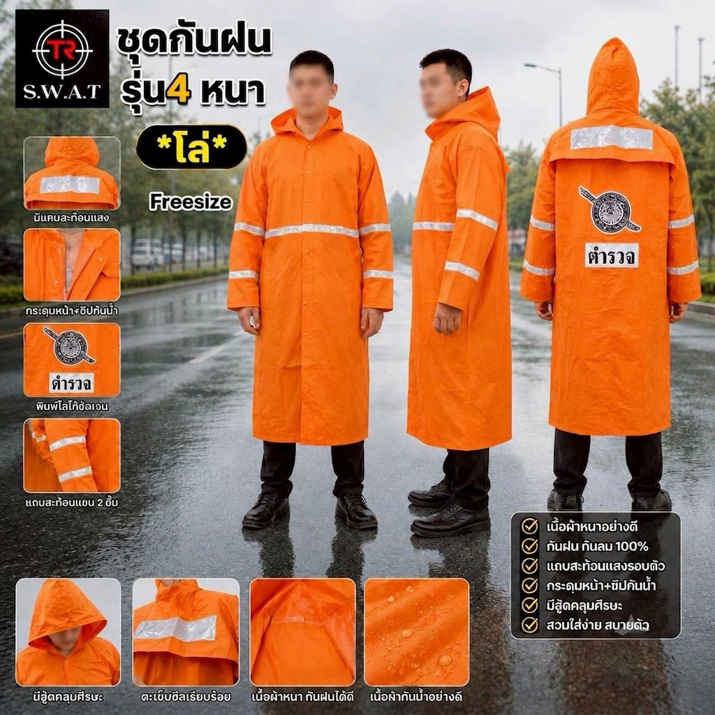 เสื้อกันฝนสะท้อนแสงงานจราจร
