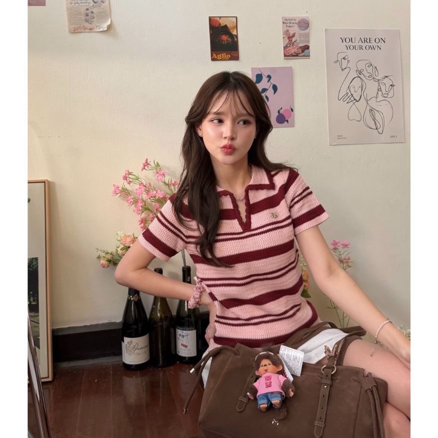 PlainandPlane Fave Knit Polo เสื้อโปโลไหมพรมลายทาง