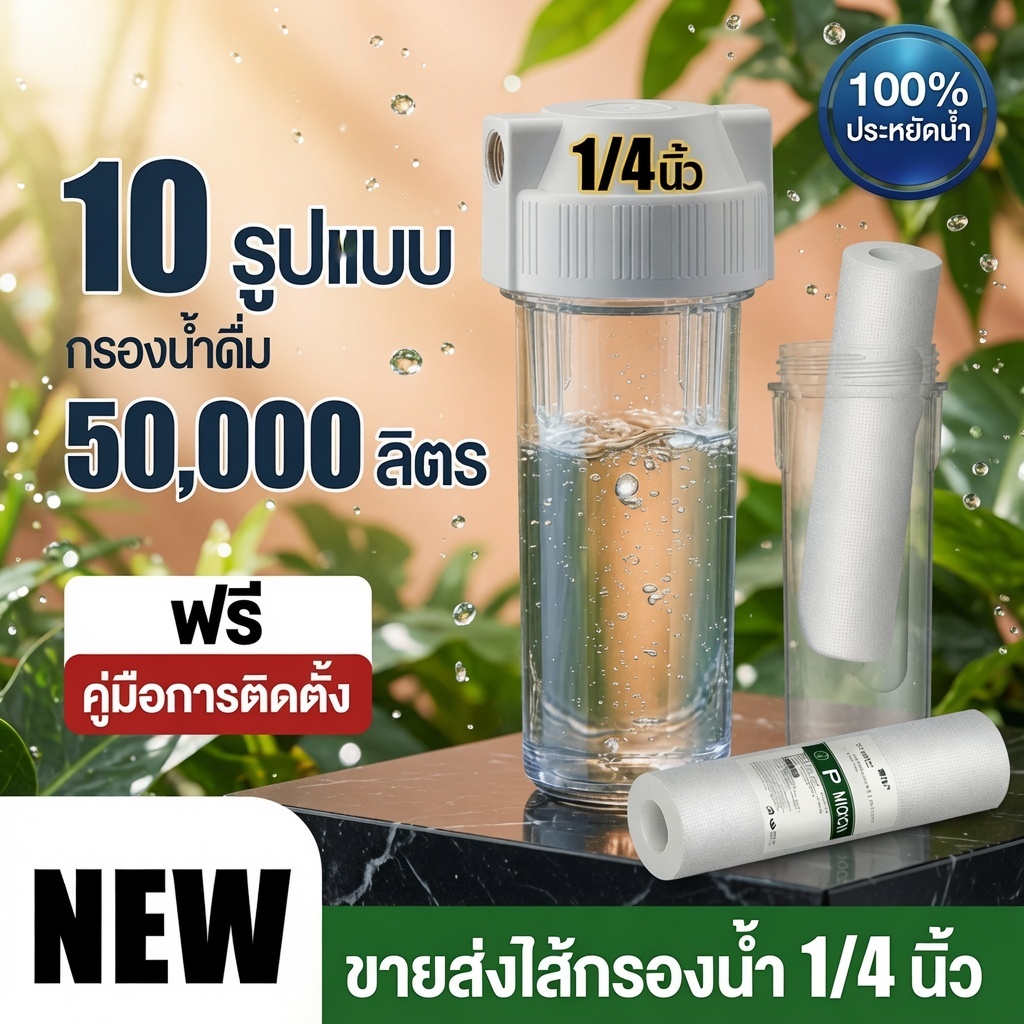 กระบอกกรองน้ำ 10 นิ้ว 2 หุน แบบใส Housing เครื่องกรองน้ำ