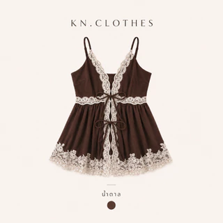 Vivian cami : KN.Clothes เสื้อสายเดี่ยวลูกไม้ เซ็กซี่เบาๆ ผูกโบว์หน้า 2 จุด ลูกไม้นิ่ม เนื้อผ้าทิ้งตัว สายปรับได้