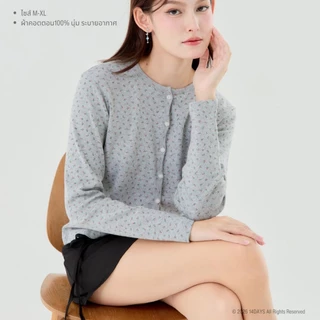 14.Days รุ่น Rosie เสื้อแขนยาว กระดุมหน้า ปักฉลุ พิมพ์ลายดอกไม้ ผ้าคอตตอน ระบายอากาศ ไม่ร้อน