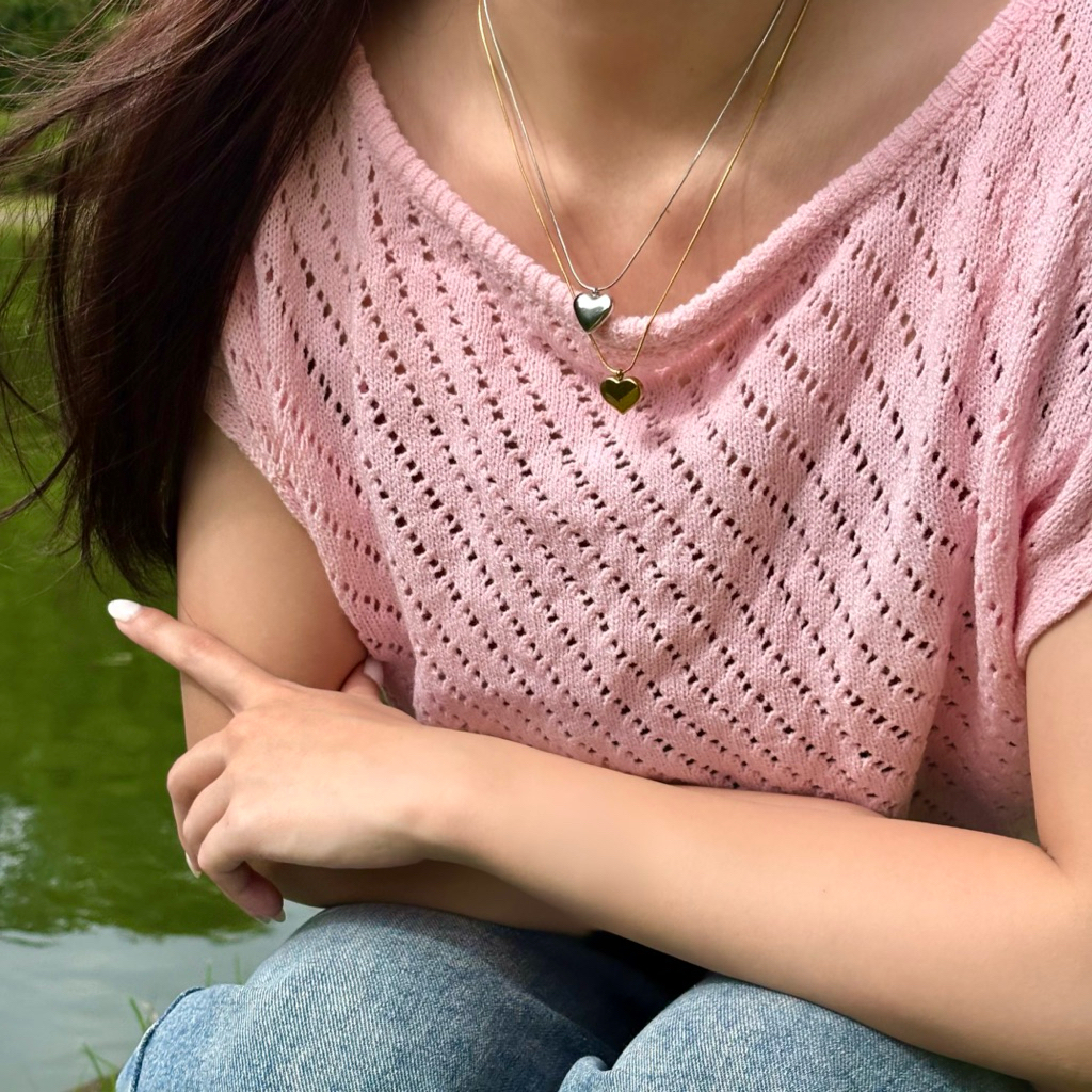 Piing me stainless steel necklace | 🤍✨สร้อยคอสแตนเลสพร้อมจี้หัวใจ (พร้อมส่ง)