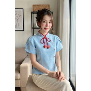 เสื้อผ้าพื้นเมืองคอจีน แขนกลีบบัว