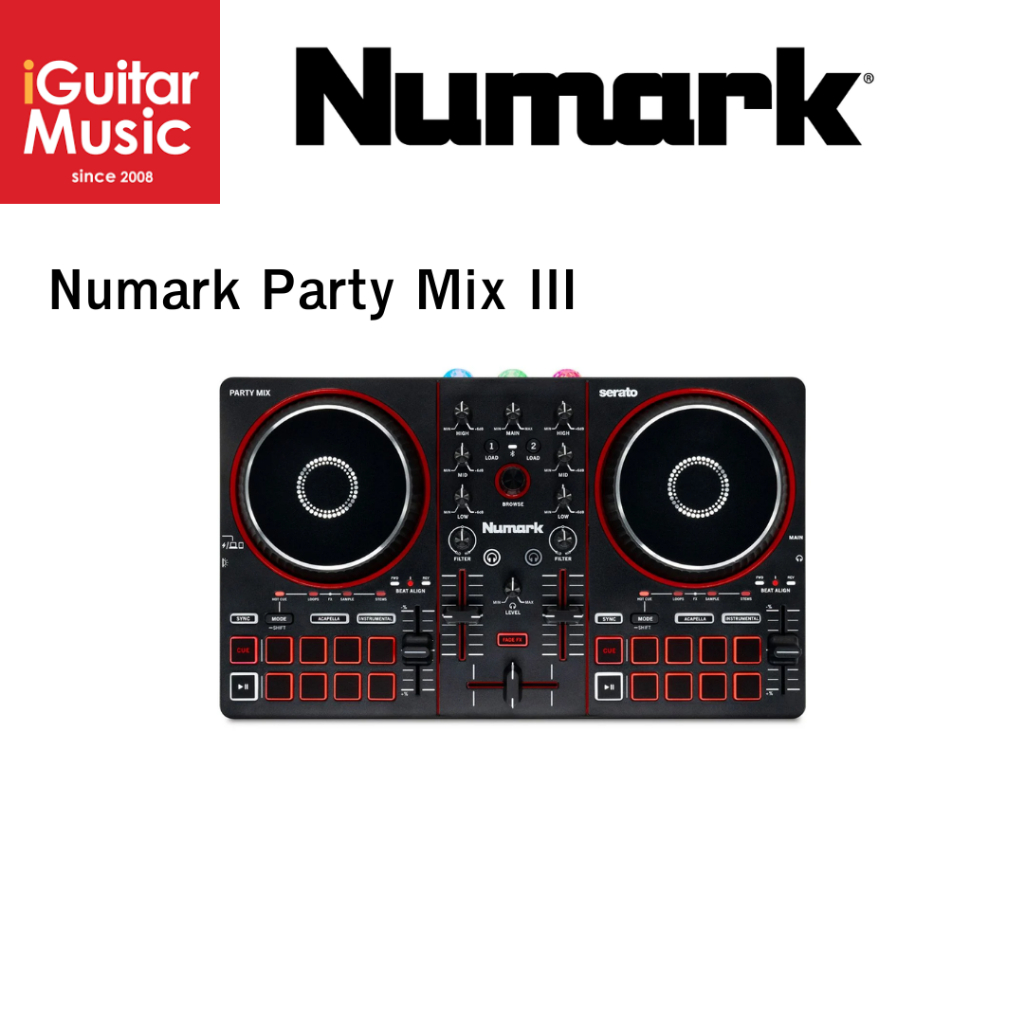 Numark Party Mix III DJ Controller พร้อมไฟ LED Light Show ในตัว