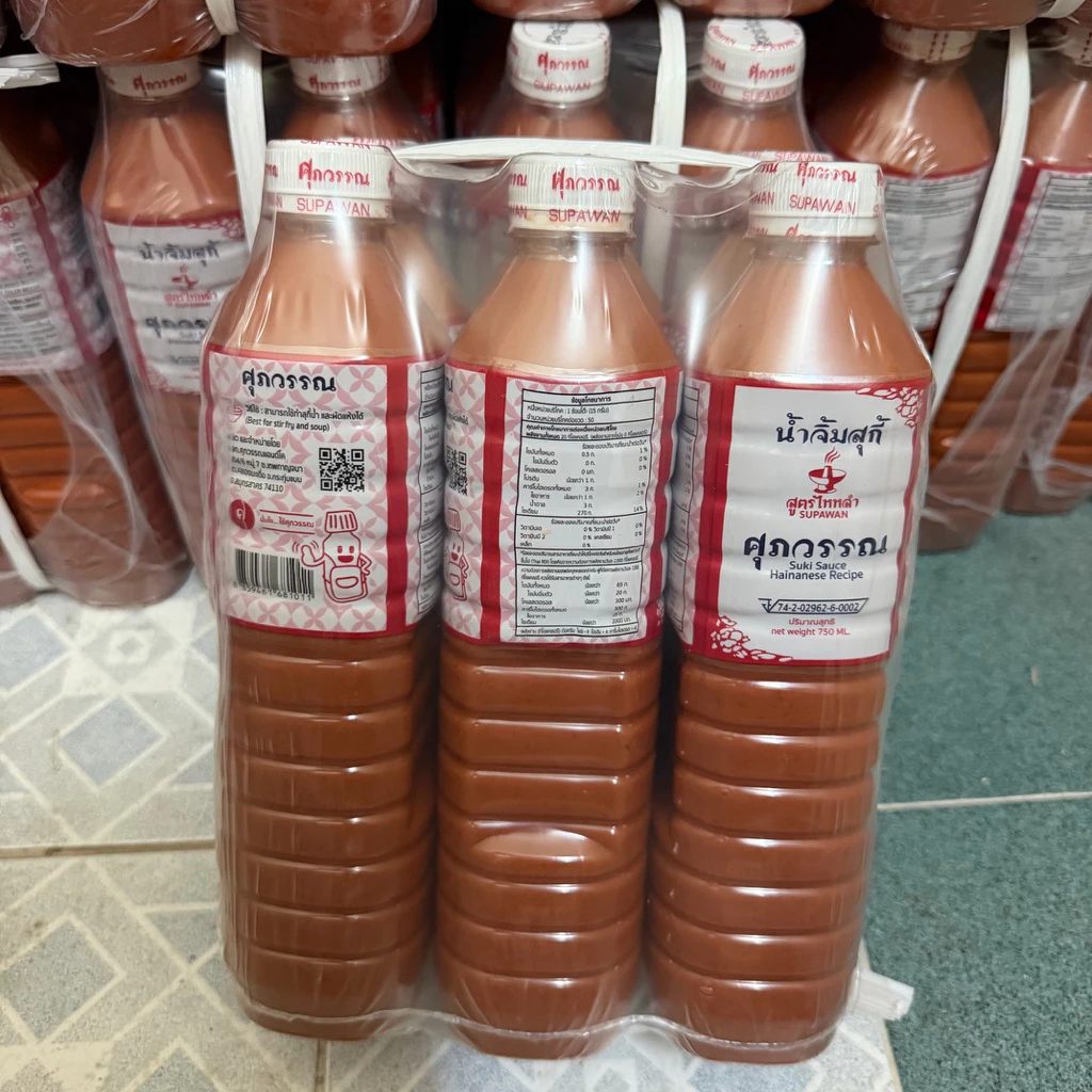 [1แพ็ค : 6ขวด] น้ำจิ้มสุกี้ ศุภวรรณ สูตรไหหลำ ขนาด 750 มล