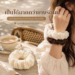 ยางรัดผมโดนัทผ้าฟองน้ำนุ่มหนา สไตล์เกาหลีฝรั่งเศส สีพื้น ยืดหยุ่นสูง ไม่กินผม แฟชั่นผู้หญิง มีขาว/ดำ/น้ำตาลให้เลือก
