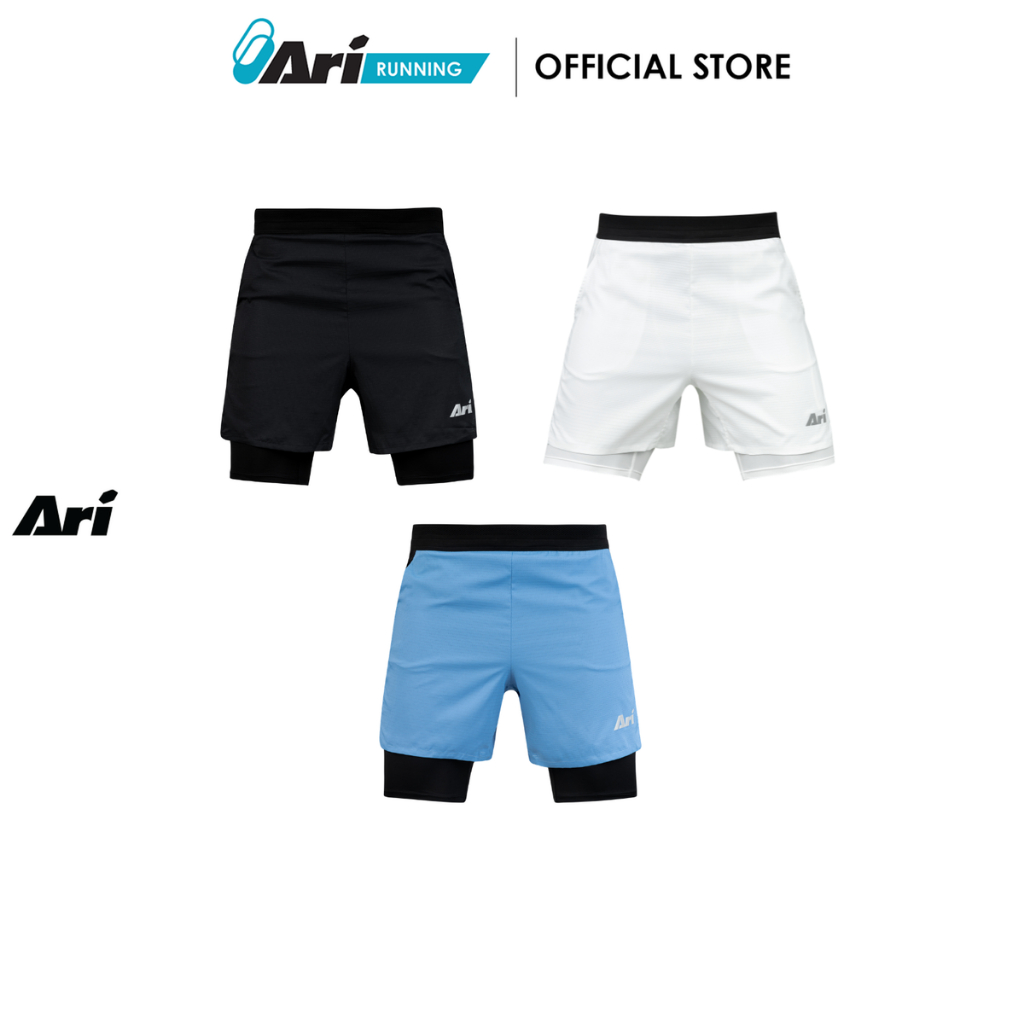 ARI MEN BREATHE 2IN1 V3 RUNNING SHORTS 3 INCHES - กางเกงวิ่งผู้ชาย 3นิ้ว อาริ BREATHE 2IN1