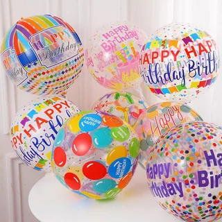22 นิ้ว 4D ลูกโป่งใส PVC สกรีนลาย HAPPY BIRTHDAY ลูกโป่งฟอยล์ ลูกโป่งวันเกิด สําหรับตกแต่งปาร์ตี้วันเกิด