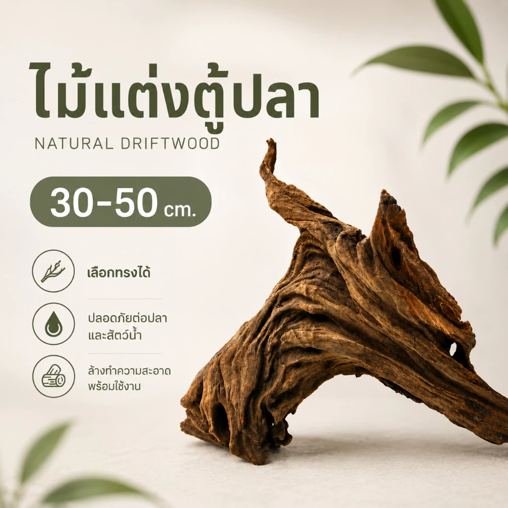 ไม้แต่งตู้ปลา สัตว์เลี้ยง Driftwood 30-50 ซม. เลือกชิ้นได้ จมน้ำทันที