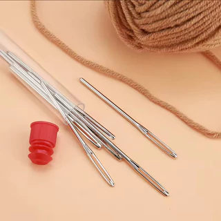 เข็มถักครอสติส แฮนด์เมด 9pcs DIY เครื่องมือ บิ๊กอาย เข็ม สแตนเลส เย็บปักถักร้อย เข็มเย็บผ้า