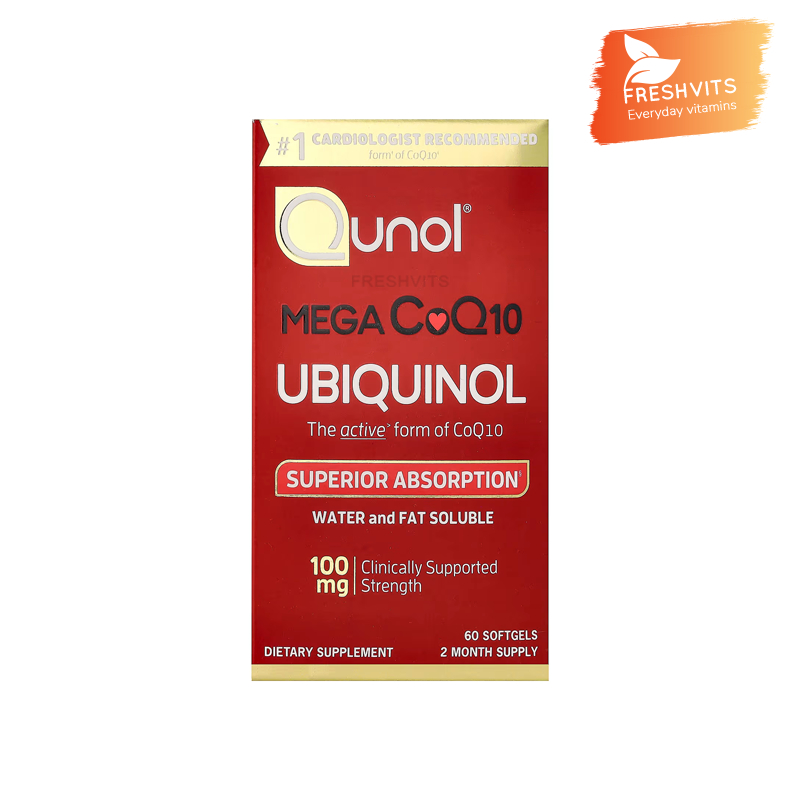 Qunol,MEGA CoQ10UBIQNOL,100mg 60Softgels
