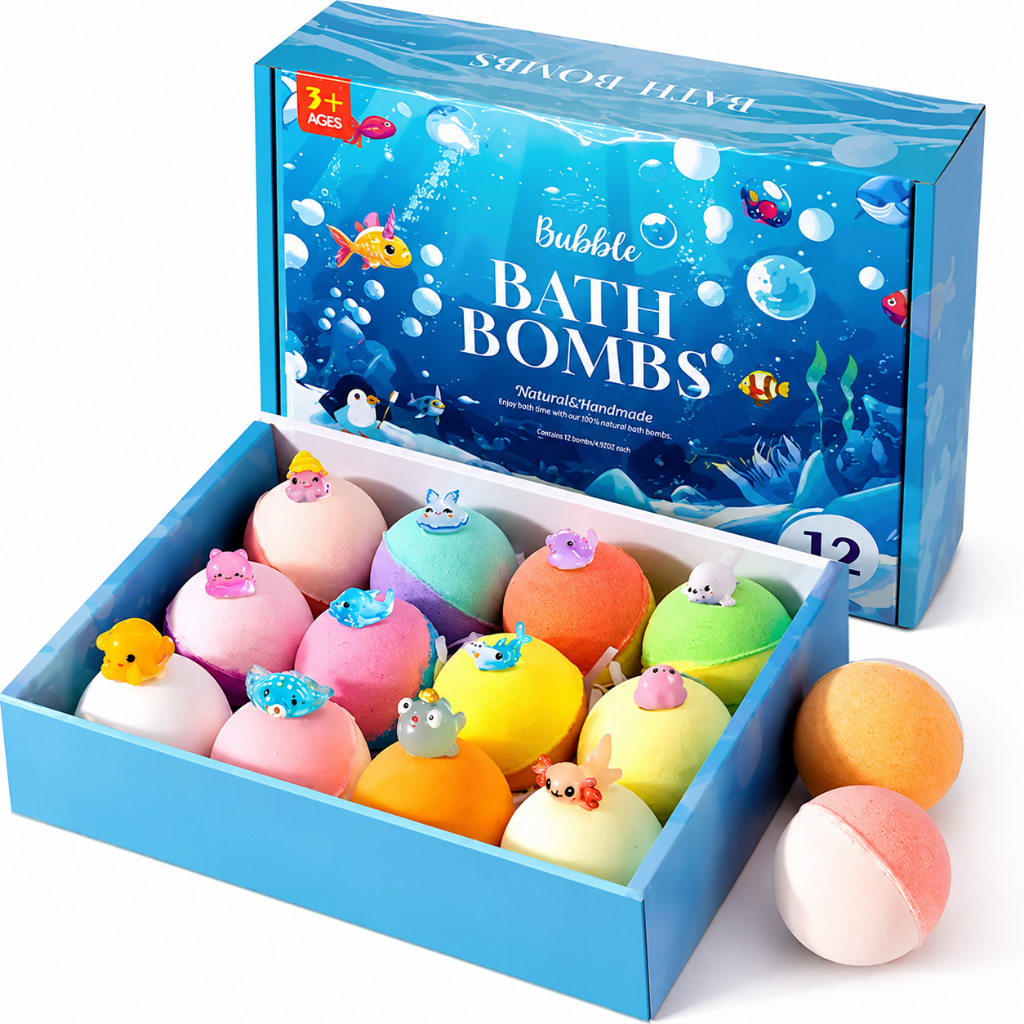 ส่งไว🚚12/24 PCS Bath Bomb Gift Surprise ลูกบอลเกลืออาบน้ำละลายน้ำกลิ่นหอมมีตัวการ์ตูนธีมมหาสมุทร ของเด็ก ของเล่นเด็ก