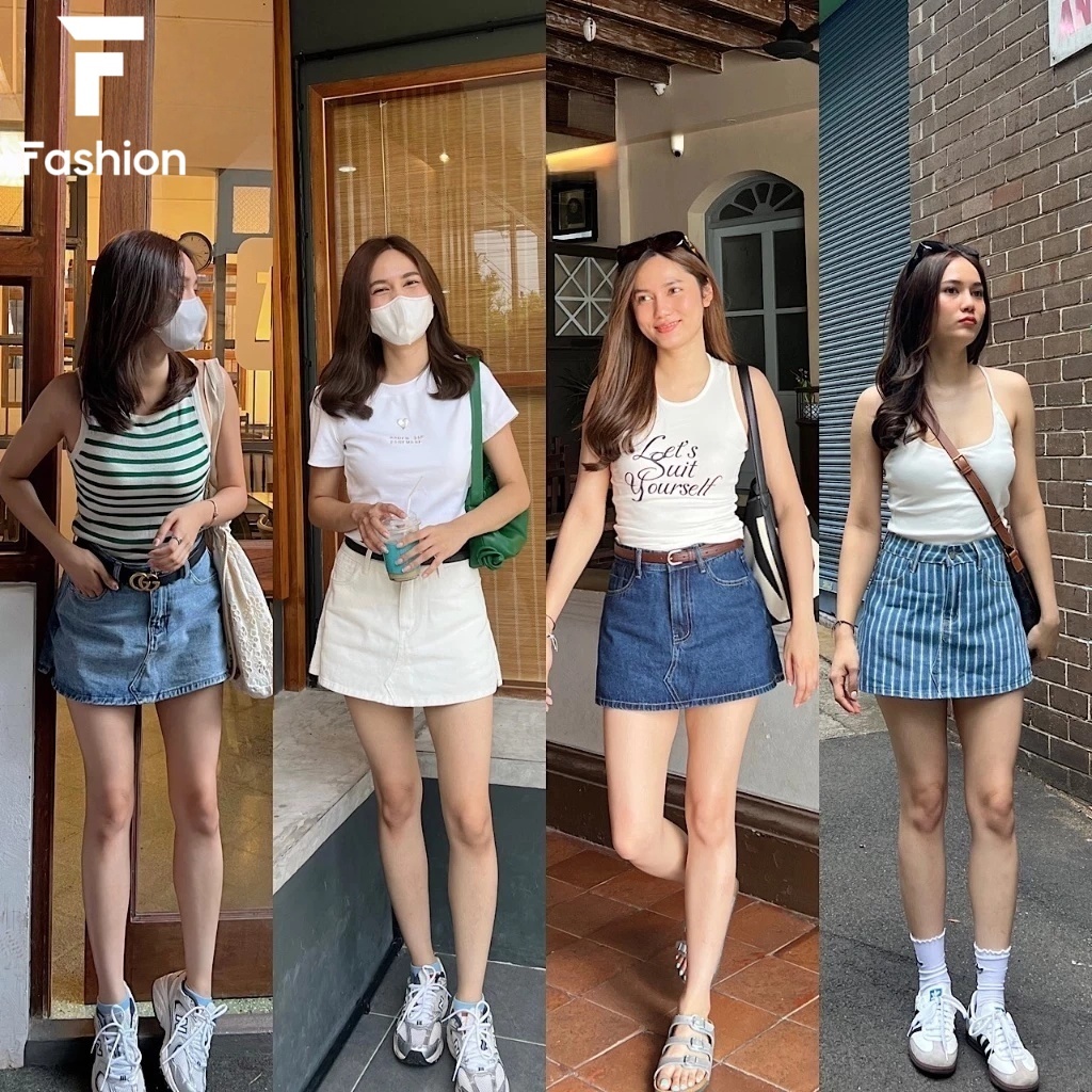 (พร้อมส่ง) กระโปรงกางเกงยีนส์ Denim Skirt มีซับใน ใส่แล้วมิดชิด ไม่อาย เนื้อผ้านุ่ม สวยเก๋
