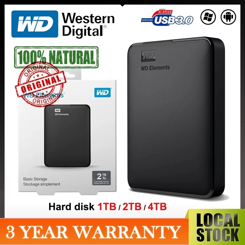 WD HardDisk External 1TB 2TB 4TB HDD USB3.0 2.5" Convenienc External Hard Disk ฮาร์ดไดรฟ์ภายนอก ฮาร์ดดิสก์แบ Hard Drives