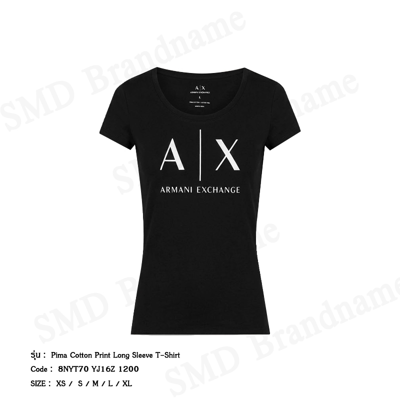 Armani Exchange เสื้อยืดคอกลมผู้หญิง รุ่น Pima Cotton Print Long Sleeve T-Shirt Code: 8NYT70 YJ16Z 1