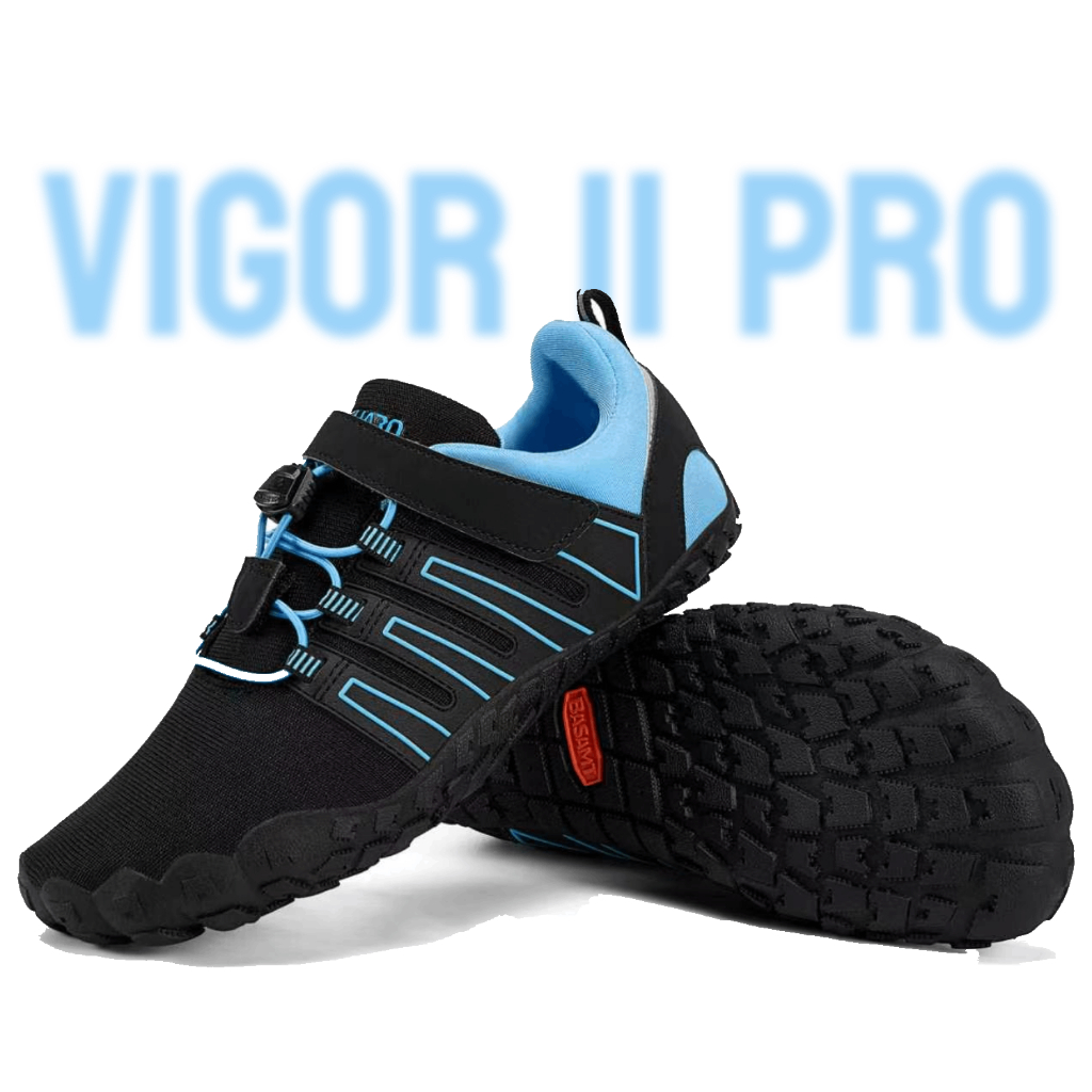รองเท้าหน้ากว้าง barefoot Saguaro รุ่น Vigor II Pro สีดำคาดฟ้า อัพเกรดพื้น เสริมด้านข้าง+แถบรัดเวลโคร เหมาะใส่เล่นเวท