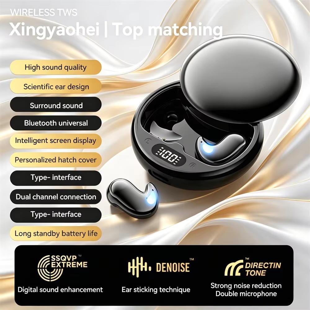 หูฟังบลูทูธ 5.3 จอแสดงผล LED ลดเสียง การนอนหลับลึก หูฟังแบบอวัยวะภายใน HIFI สแตนด์อัตโต ทนน้ำ