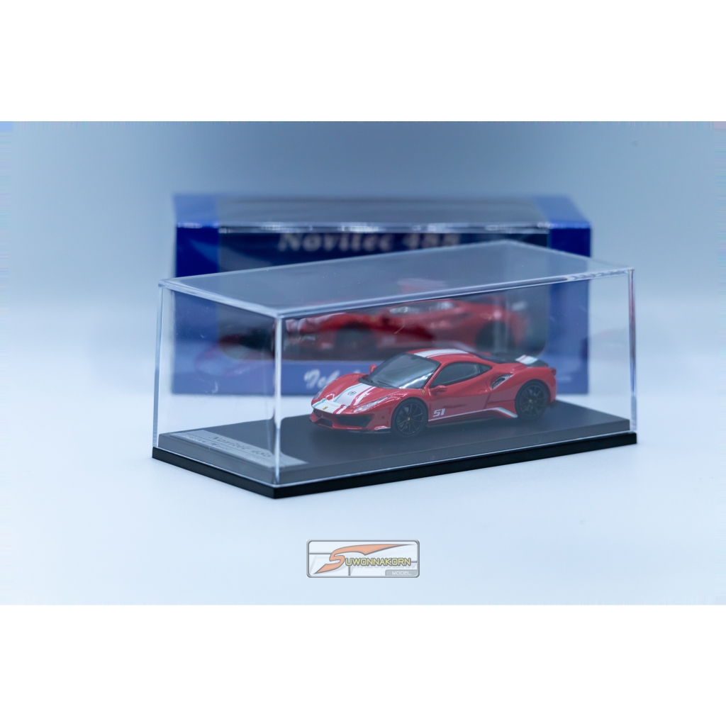 Ichiban Model IM64-FER-NOVI488-ROS 1/64 Ferrari Novitec 488 Pista Rossocorsa