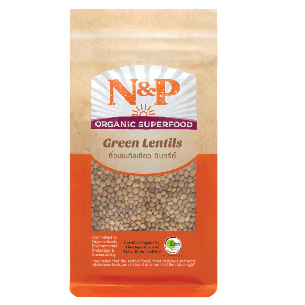 ถั่วเลนทิลเขียว ออร์แกนิค N&P Organic Green Lentils Beans